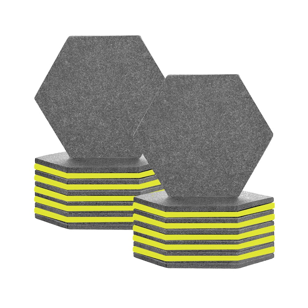 silexofy Hexagon Felt Sound Absorbing Wall Panel - Gray and Yellow - KK1224