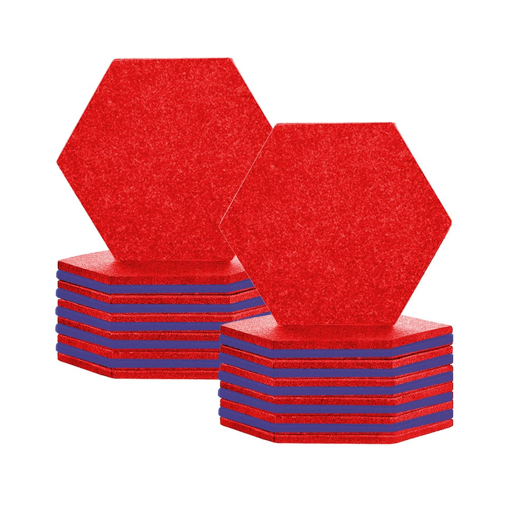 silexofy Hexagon Felt Sound Absorbing Wall Panel - Red and Blue - KK1224