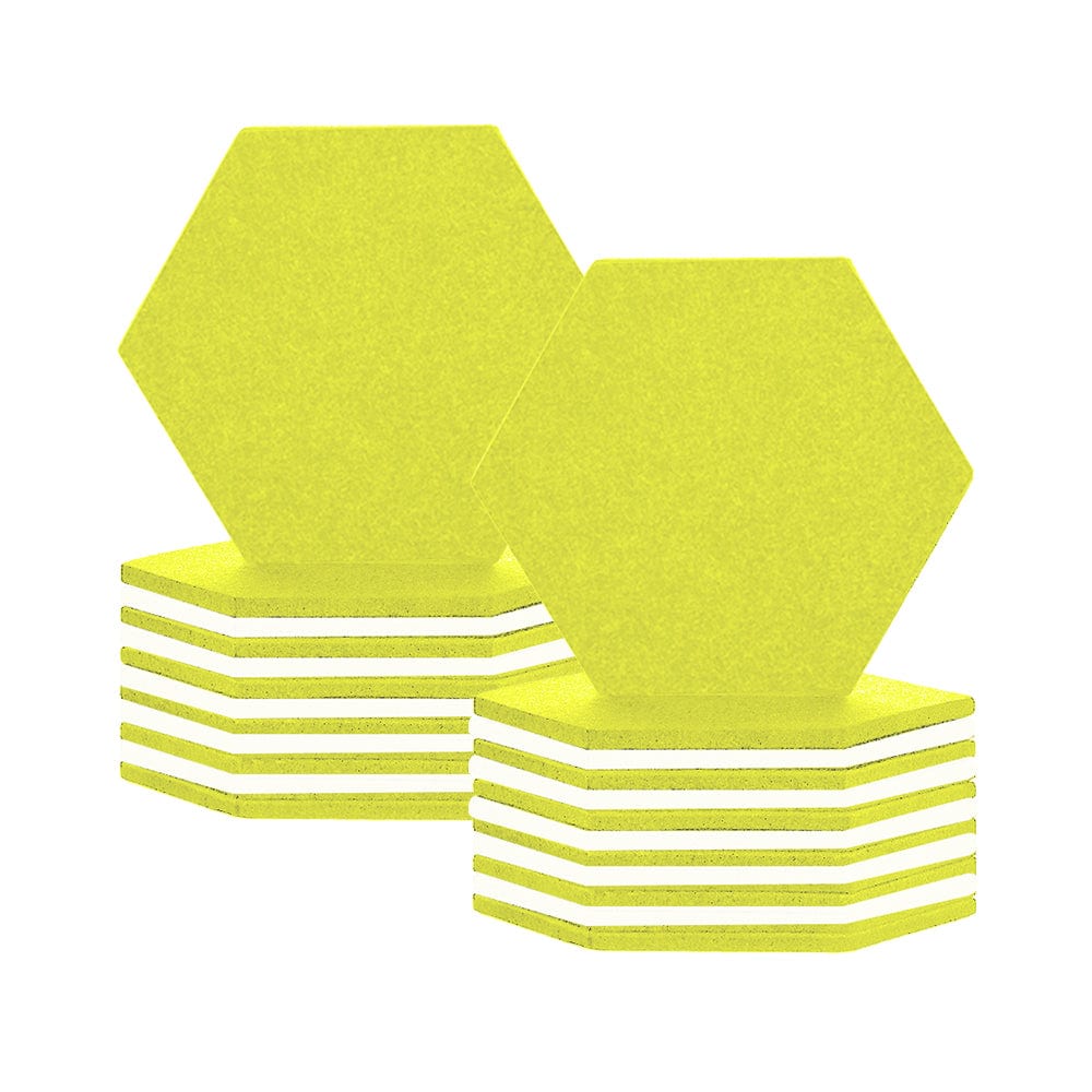 silexofy Hexagon Felt Sound Absorbing Wall Panel - Yellow and White - KK1224