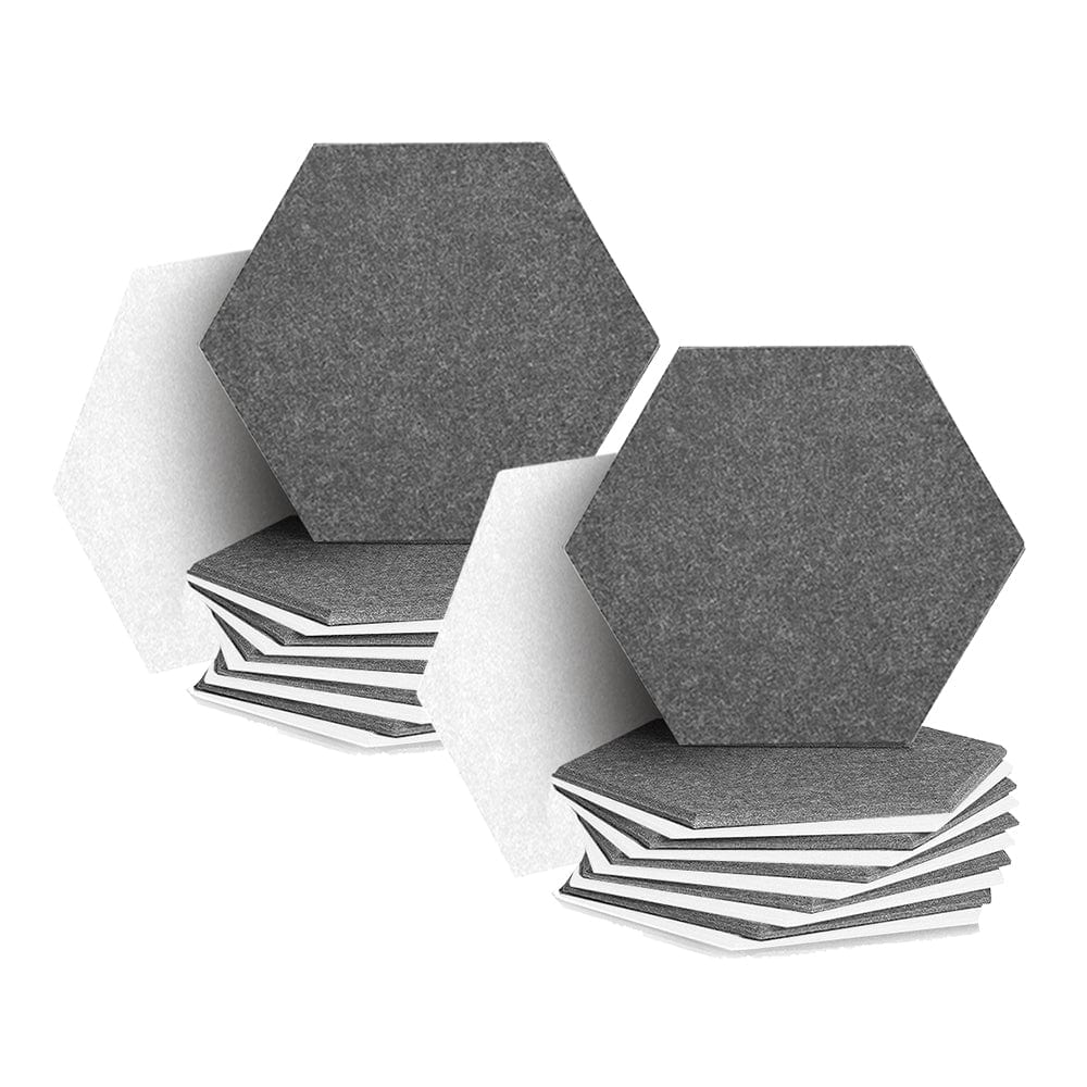 silexofy Hexagon Felt Sound Absorbing Wall Panel - Gray and White - KK1224