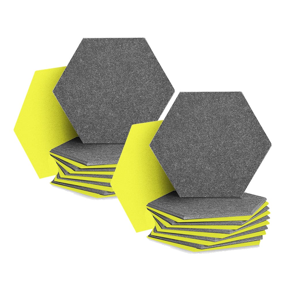 silexofy Hexagon Felt Sound Absorbing Wall Panel - Gray and Yellow - KK1224