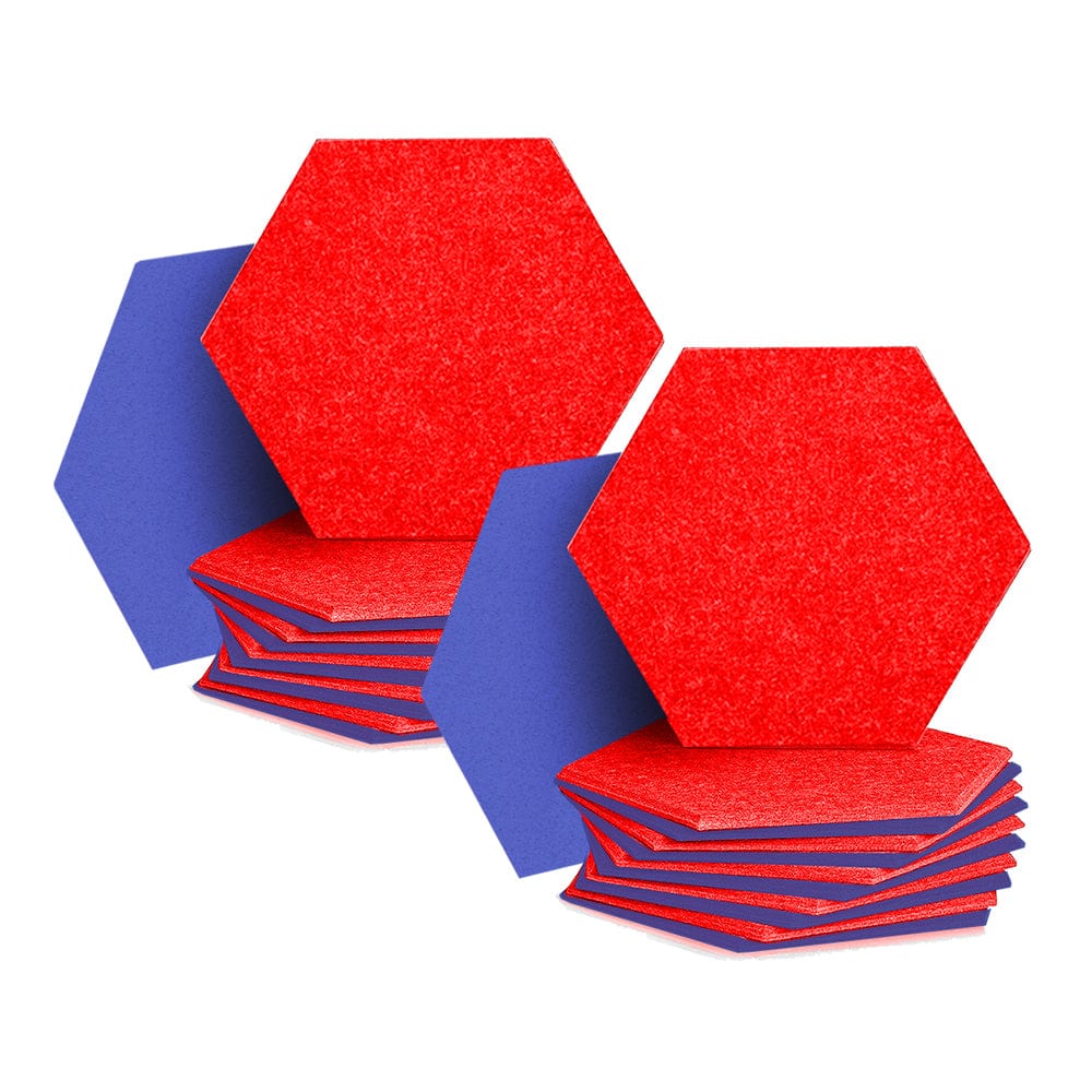 silexofy Hexagon Felt Sound Absorbing Wall Panel - Red and Blue - KK1224
