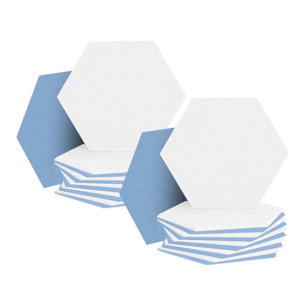 silexofy Hexagon Felt Sound Absorbing Wall Panel - White and Baby Blue - KK1224