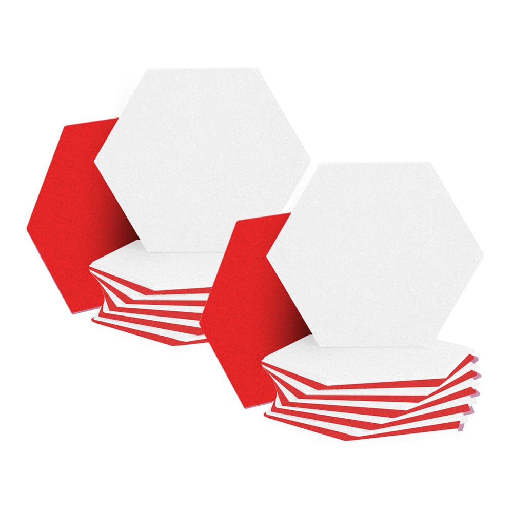 silexofy Hexagon Felt Sound Absorbing Wall Panel - White and Red - KK1224