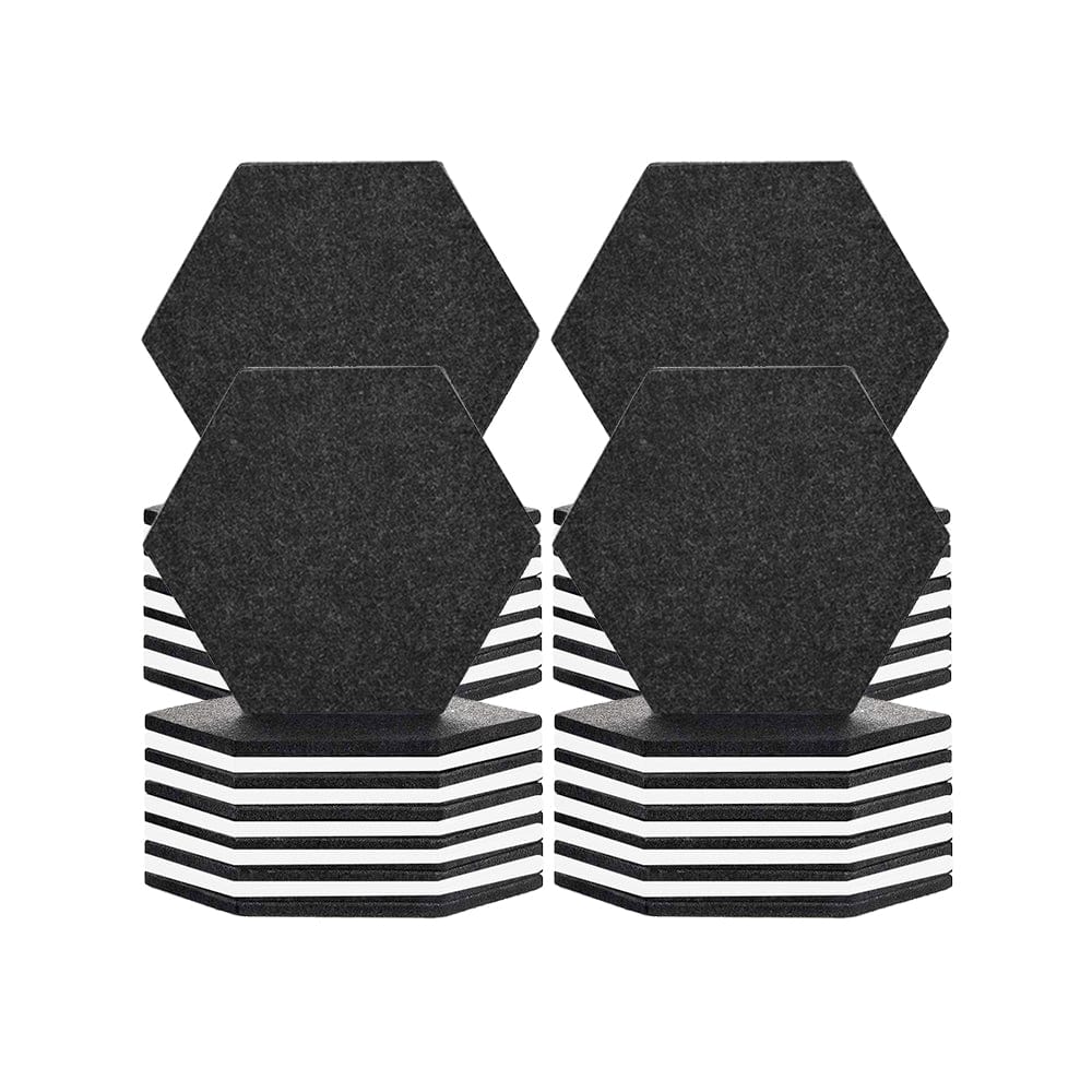 silexofy Hexagon Felt Sound Absorbing Wall Panel - Black and White - KK1224