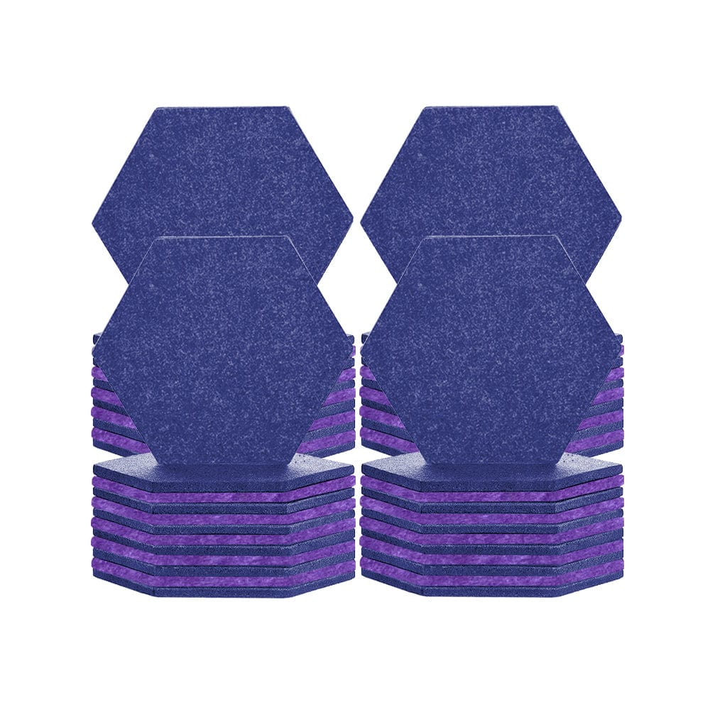 silexofy Hexagon Felt Sound Absorbing Wall Panel - Blue and Burgundy - KK1224