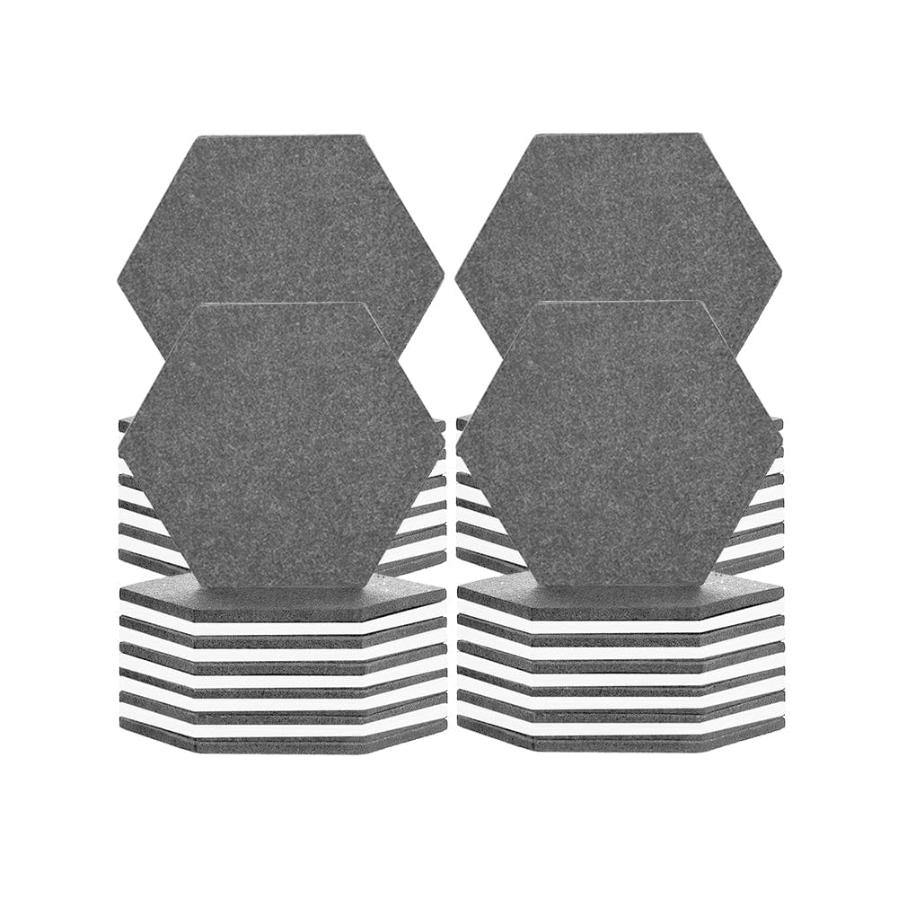 silexofy Hexagon Felt Sound Absorbing Wall Panel - Gray and White - KK1224