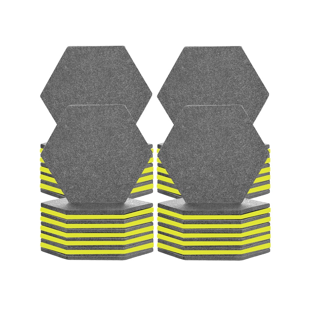 silexofy Hexagon Felt Sound Absorbing Wall Panel - Gray and Yellow - KK1224