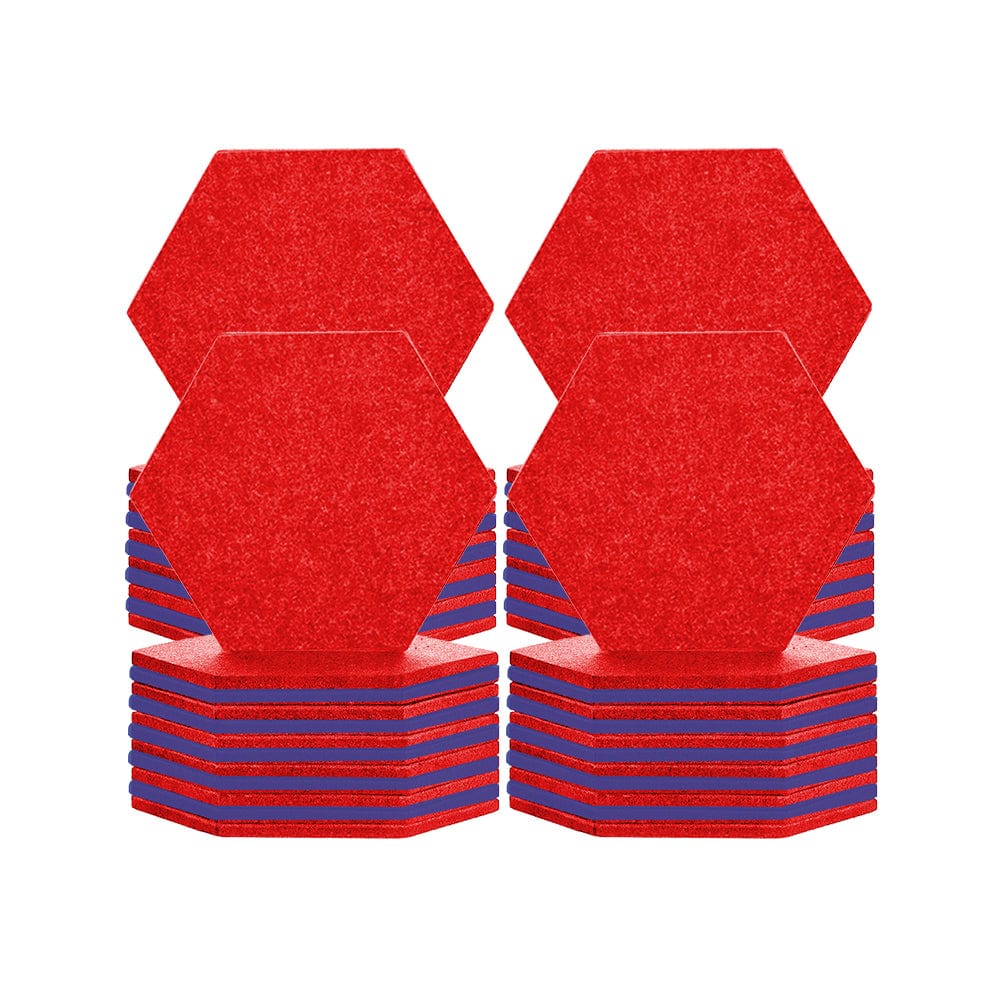 silexofy Hexagon Felt Sound Absorbing Wall Panel - Red and Blue - KK1224