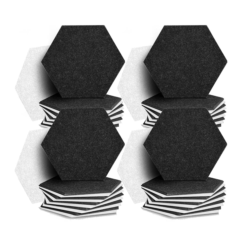 silexofy Hexagon Felt Sound Absorbing Wall Panel - Black and White - KK1224