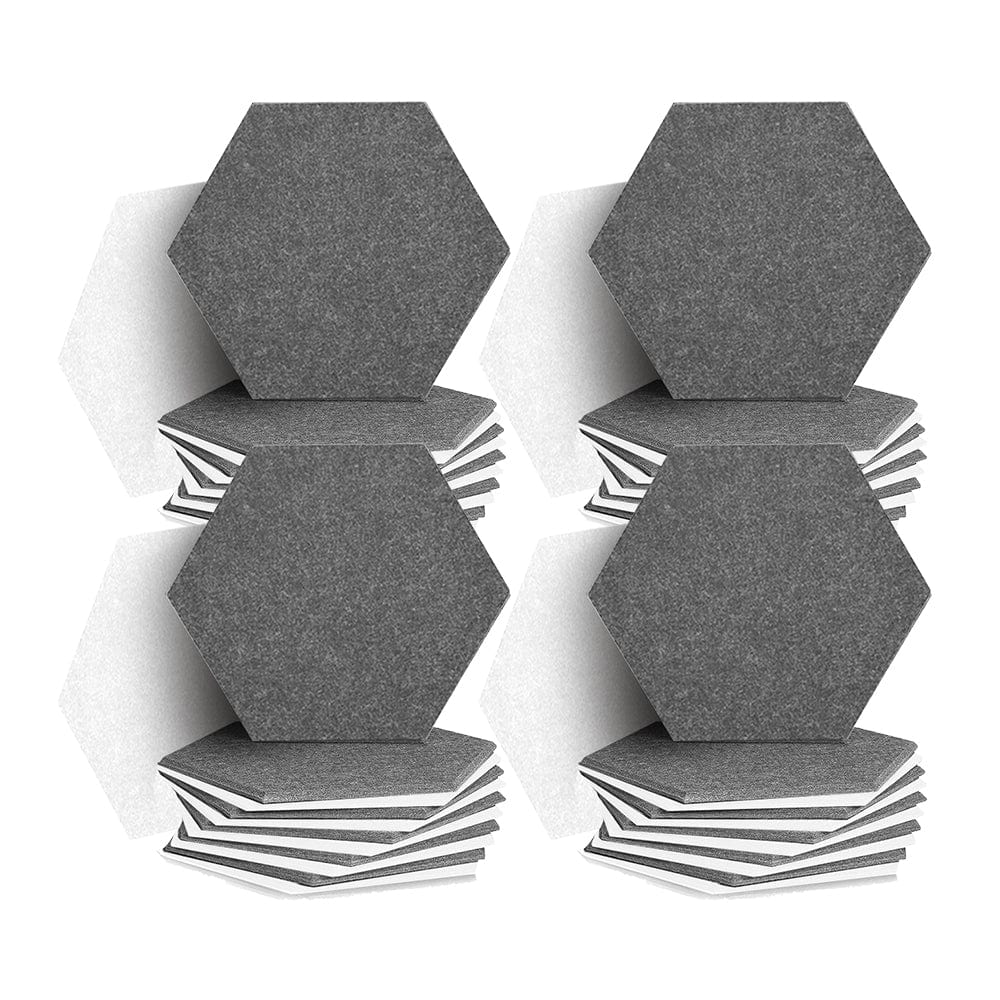 silexofy Hexagon Felt Sound Absorbing Wall Panel - Gray and White - KK1224
