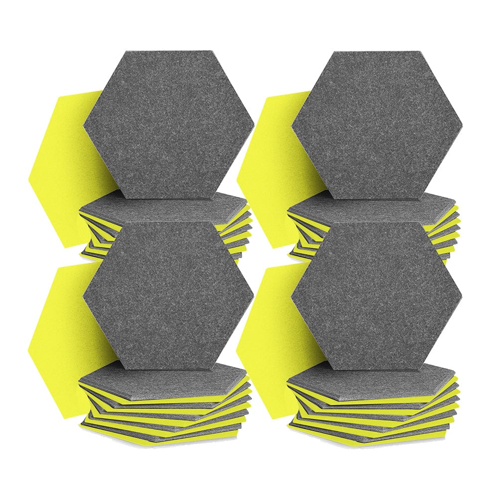 silexofy Hexagon Felt Sound Absorbing Wall Panel - Gray and Yellow - KK1224