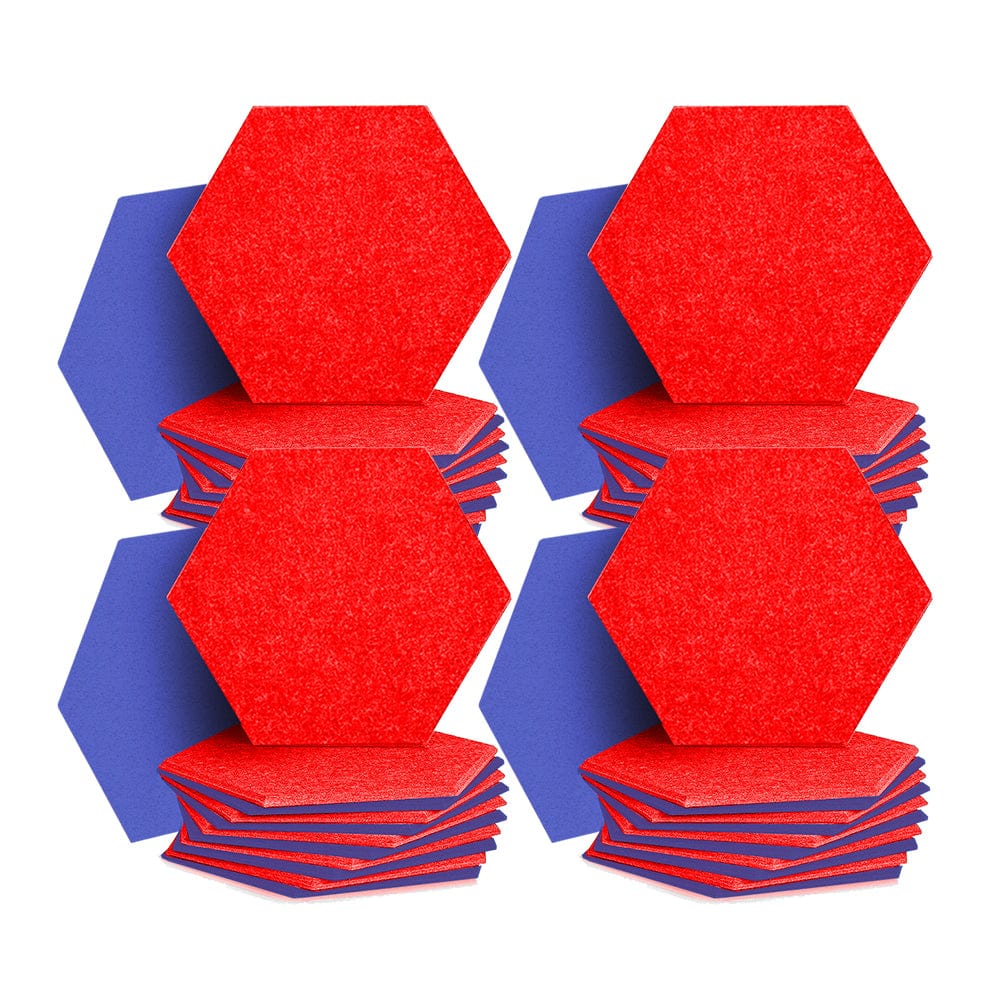 silexofy Hexagon Felt Sound Absorbing Wall Panel - Red and Blue - KK1224
