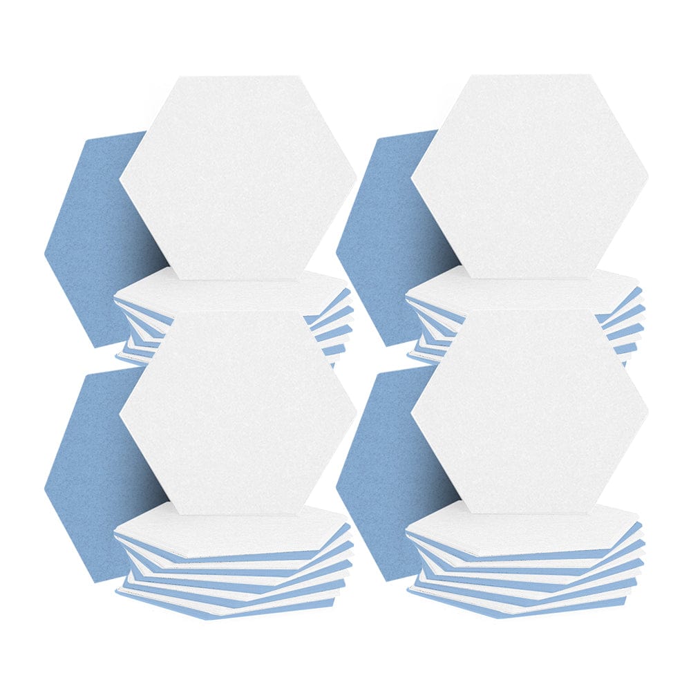 silexofy Hexagon Felt Sound Absorbing Wall Panel - White and Baby Blue - KK1224