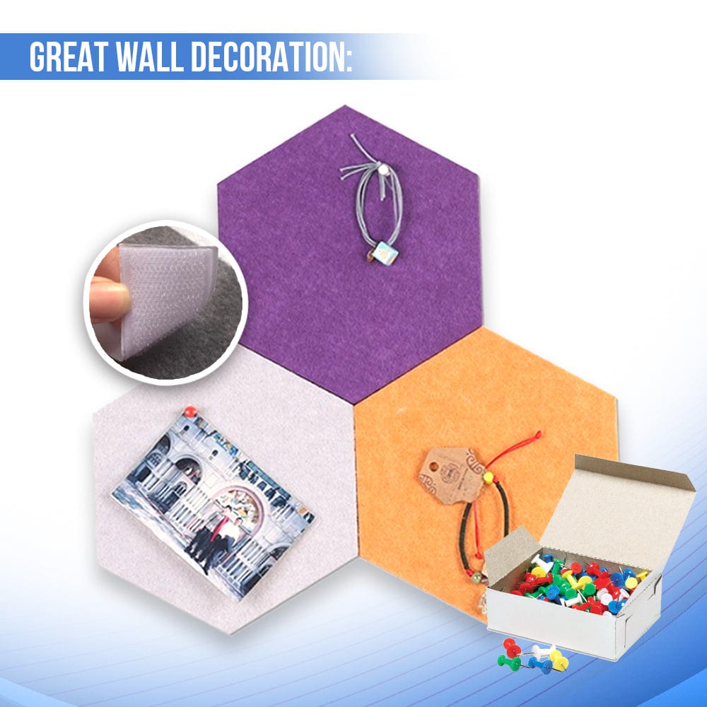 silexofy Hexagon Felt Sound Absorbing Wall Panel - Blue and Burgundy - KK1224