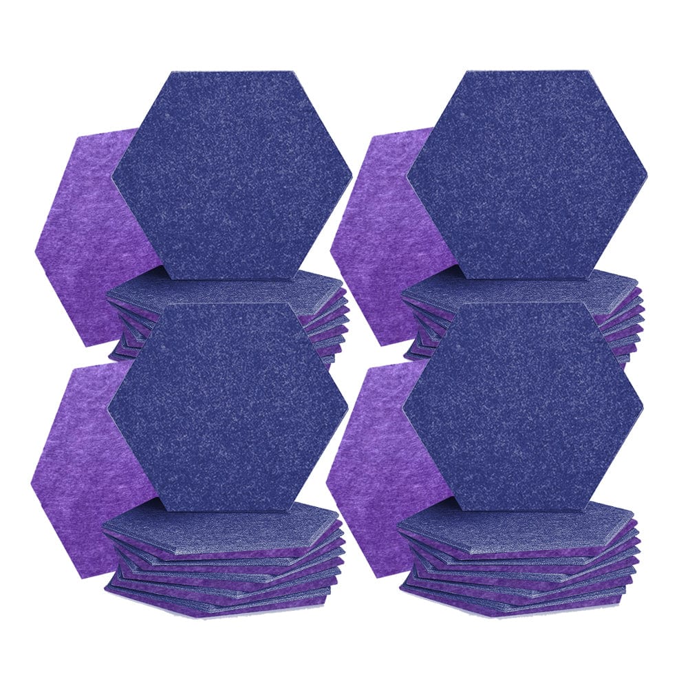 silexofy Hexagon Felt Sound Absorbing Wall Panel - Blue and Burgundy - KK1224