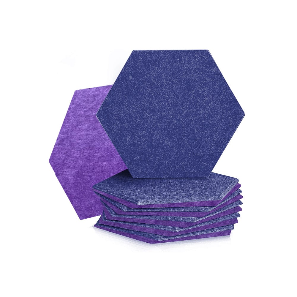silexofy Hexagon Felt Sound Absorbing Wall Panel - Blue and Burgundy - KK1224