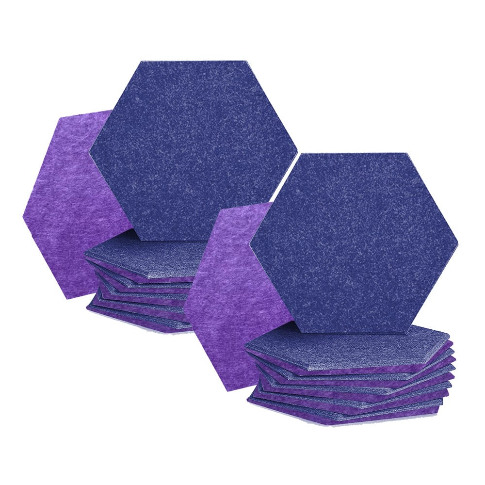 silexofy Hexagon Felt Sound Absorbing Wall Panel - Blue and Burgundy - KK1224
