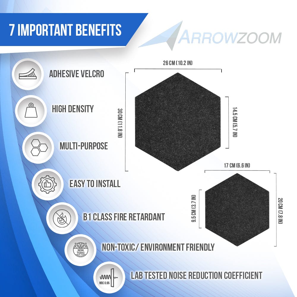 silexofy Hexagon Felt Sound Absorbing Wall Panel - Gray and White - KK1224