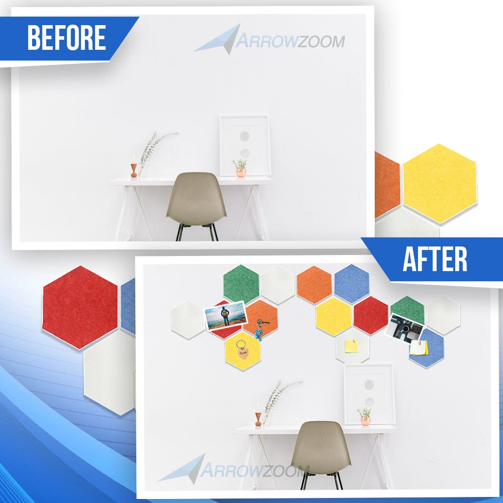 silexofy Hexagon Felt Sound Absorbing Wall Panel - Solid Color - KK1224