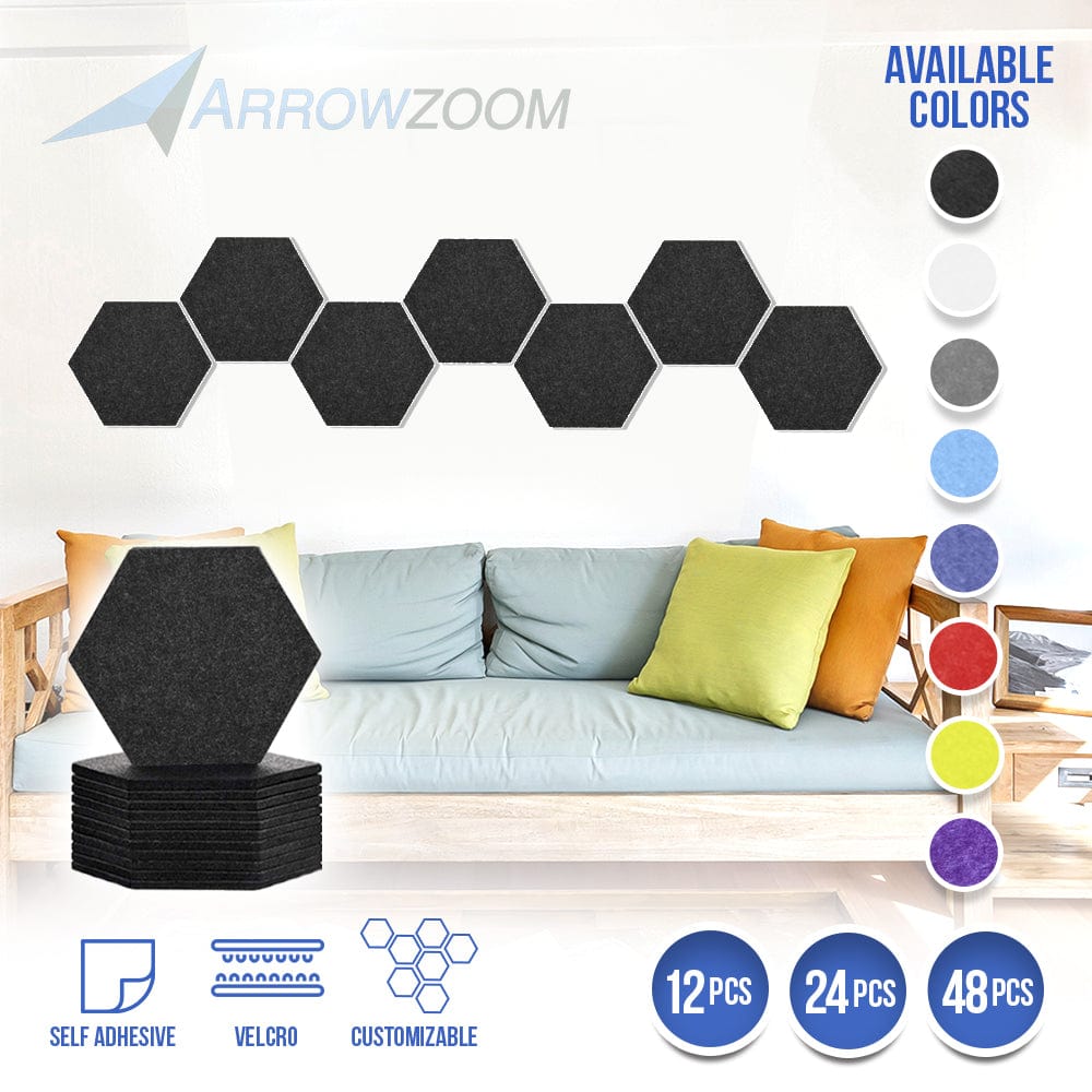 silexofy Hexagon Felt Sound Absorbing Wall Panel - Solid Color - KK1224