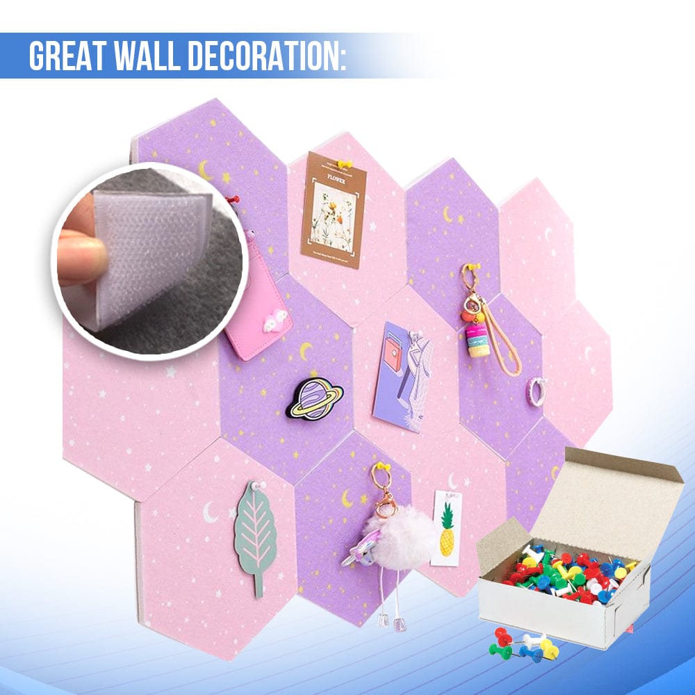 silexofy Hexagon Felt Sound Absorbing Wall Panel - Starry Art - KK1231