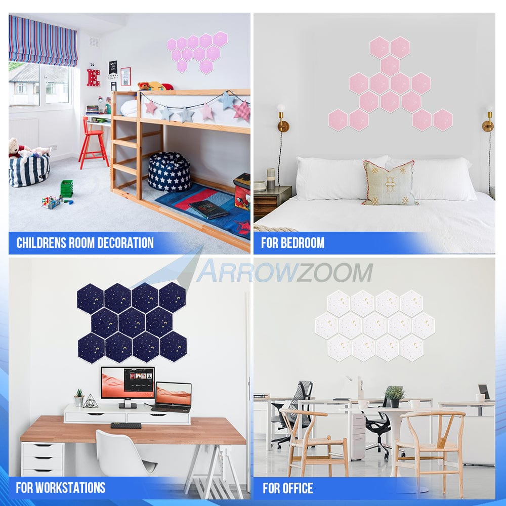 silexofy Hexagon Felt Sound Absorbing Wall Panel - Starry Art - KK1231