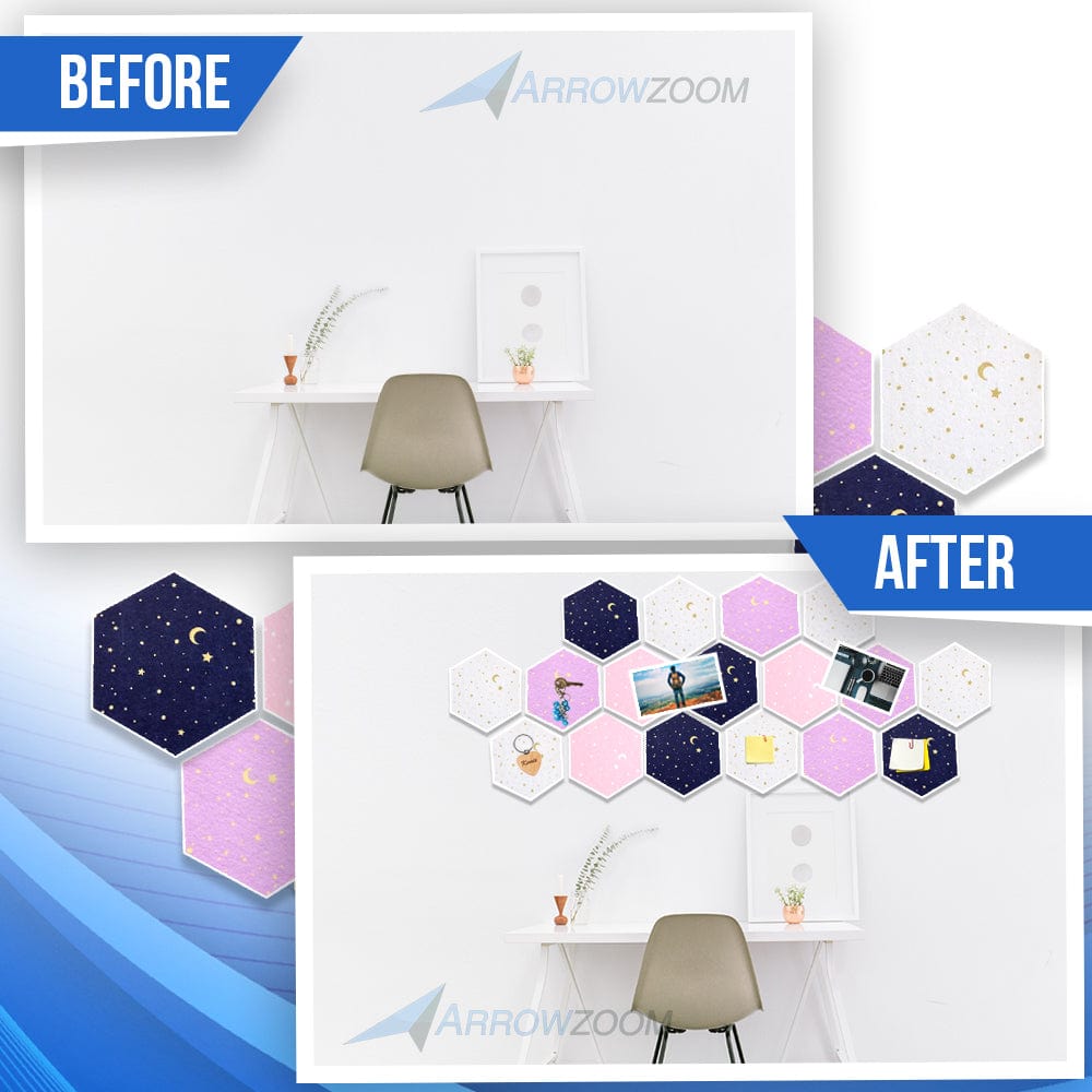 silexofy Hexagon Felt Sound Absorbing Wall Panel - Starry Art - KK1231
