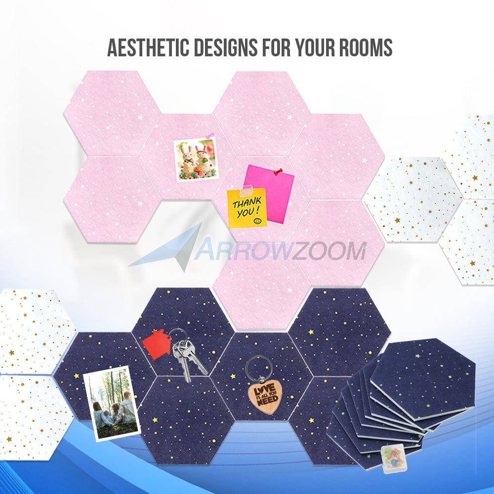 silexofy Hexagon Felt Sound Absorbing Wall Panel - Starry Art - KK1231