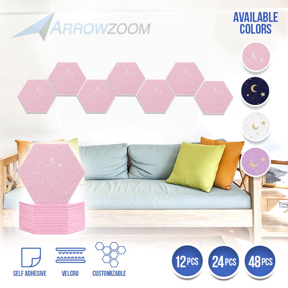 silexofy Hexagon Felt Sound Absorbing Wall Panel - Starry Art - KK1231
