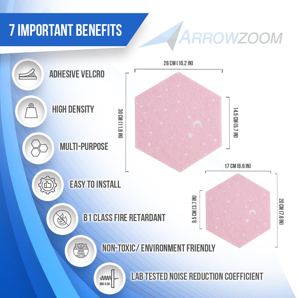 silexofy Hexagon Felt Sound Absorbing Wall Panel - Starry Art - KK1231