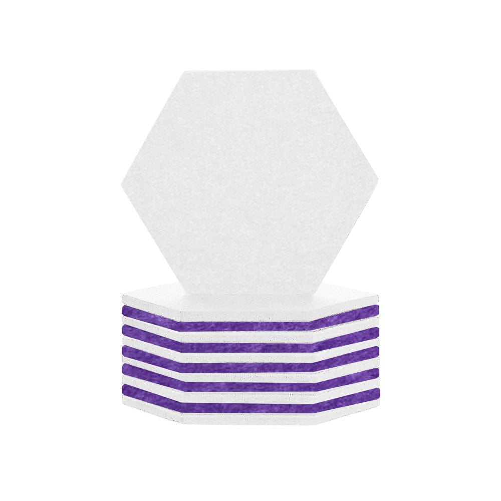 silexofy Hexagon Felt Sound Absorbing Wall Panel - White and Burgundy - KK1224