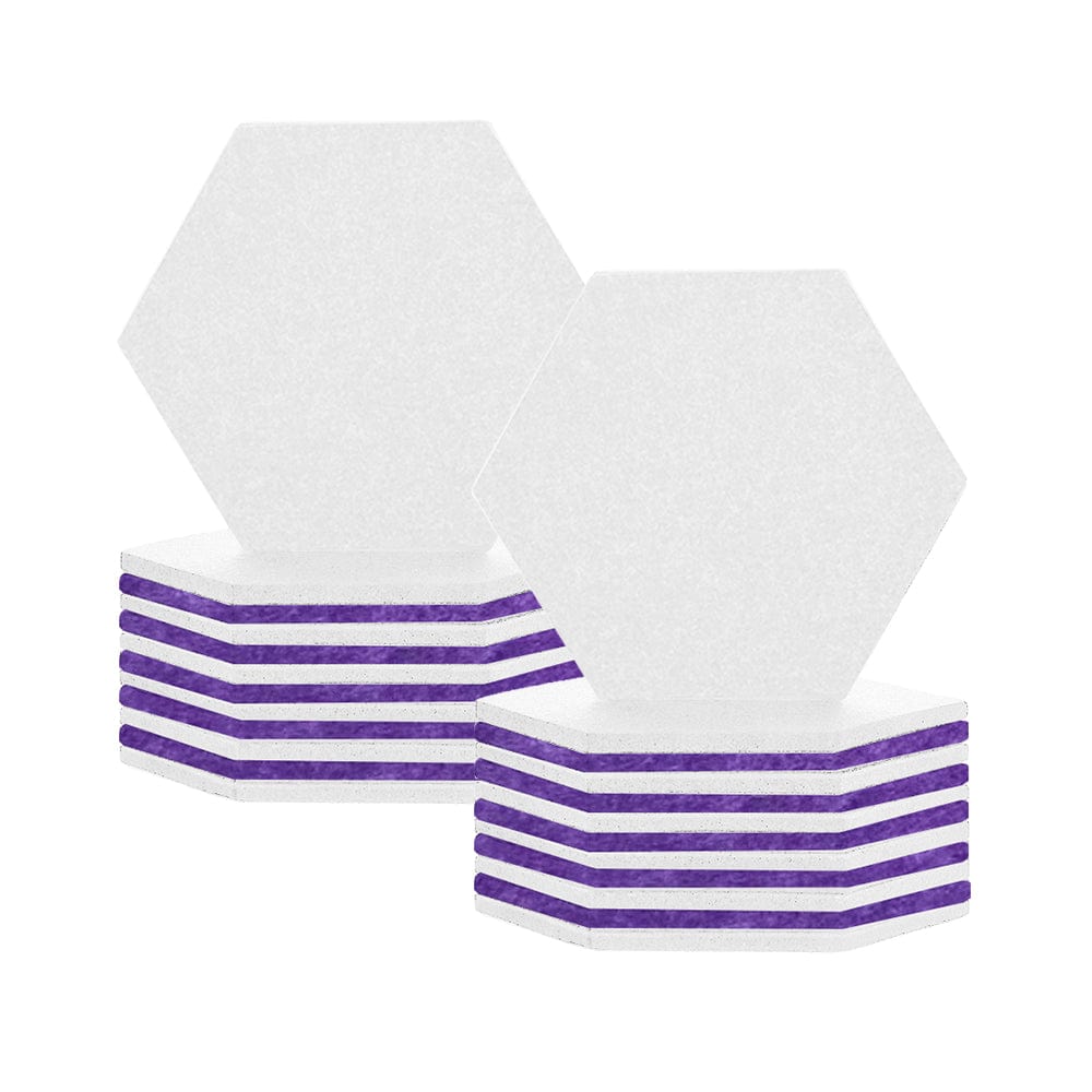 silexofy Hexagon Felt Sound Absorbing Wall Panel - White and Burgundy - KK1224