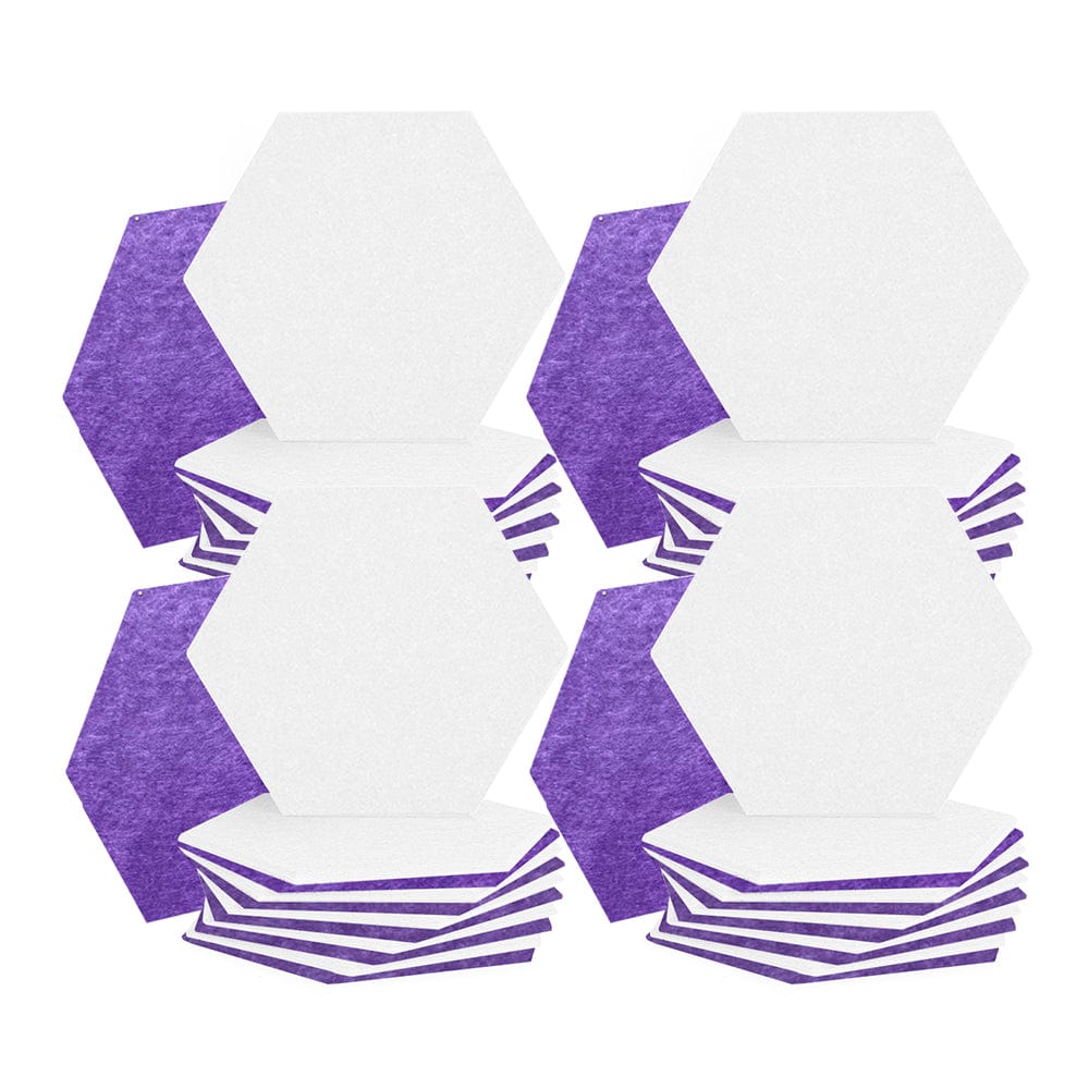 silexofy Hexagon Felt Sound Absorbing Wall Panel - White and Burgundy - KK1224