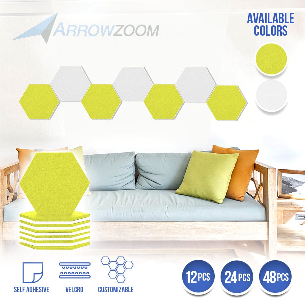 silexofy Hexagon Felt Sound Absorbing Wall Panel - Yellow and White - KK1224