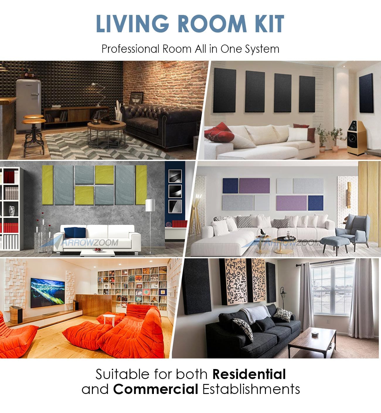 silexofy Comfortable Living Room Kit - All in One Acoustic Panels - KK1183