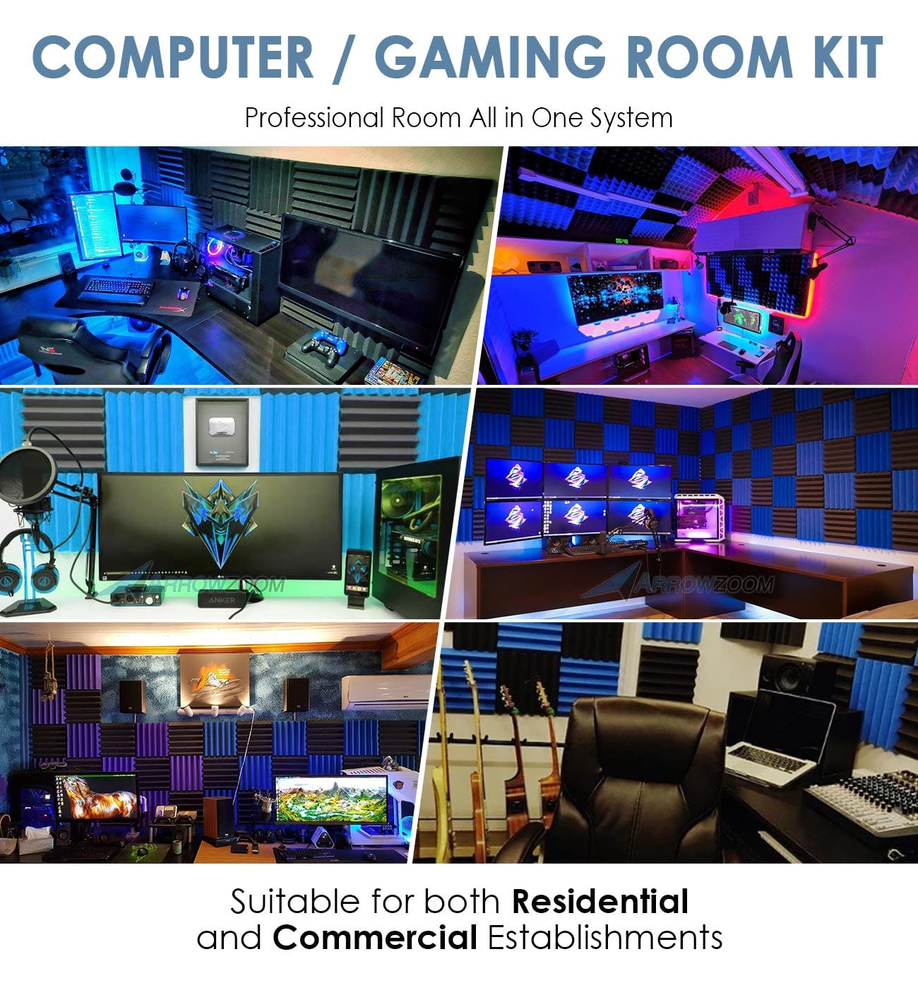 silexofy Ultimate Computer Gaming Room Kit - All in One Soundproof Panels - KK1183