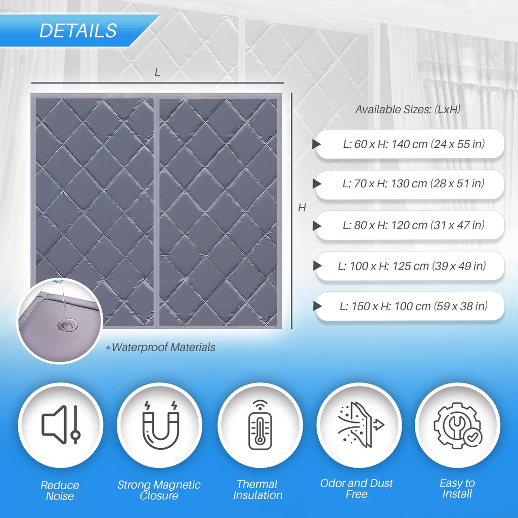 Magnetic Soundproof, Insulated and Blackout Window Curtain - KK1440