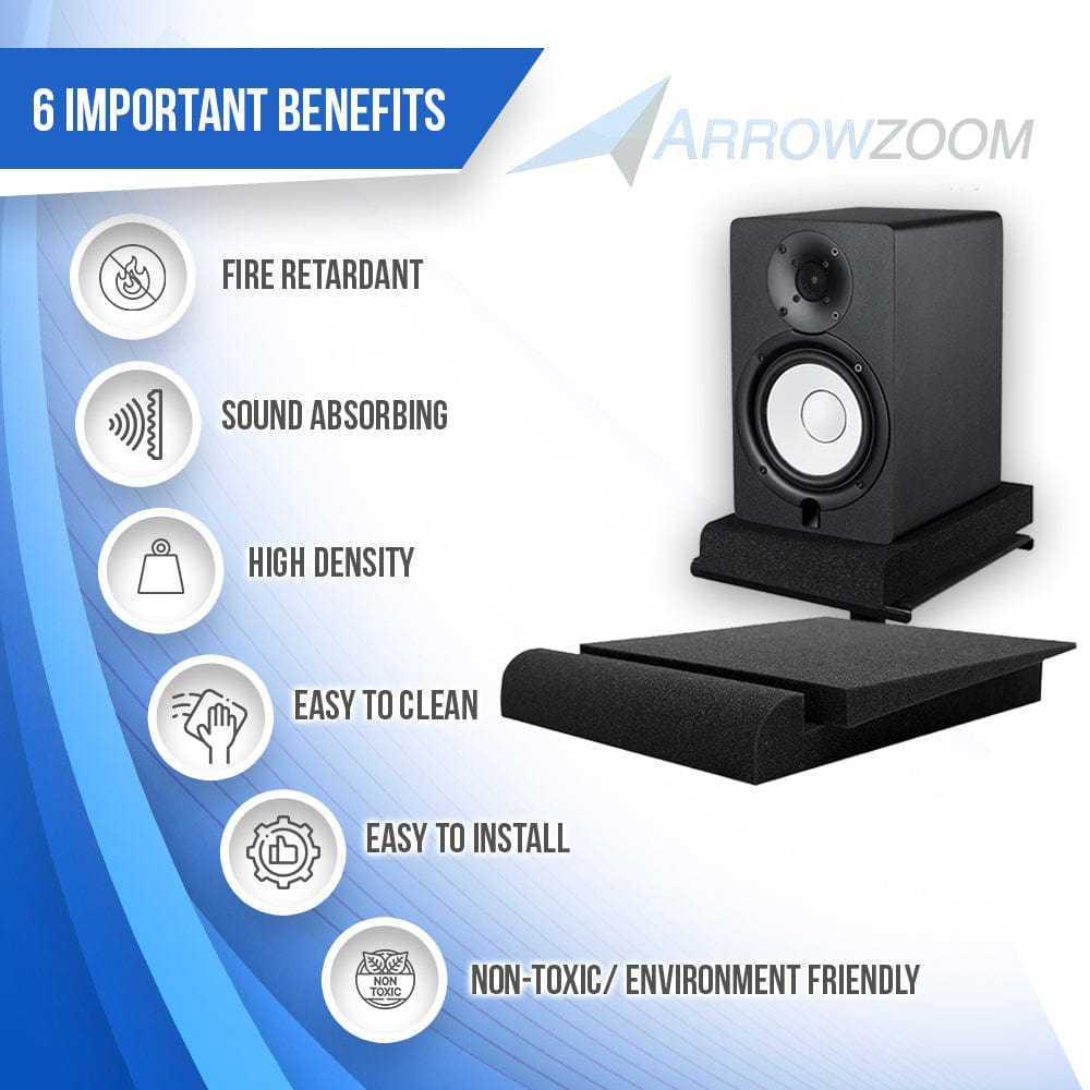 silexofy Sound Deadening Speaker Riser Foam - Studio Monitor Pad - KK1108