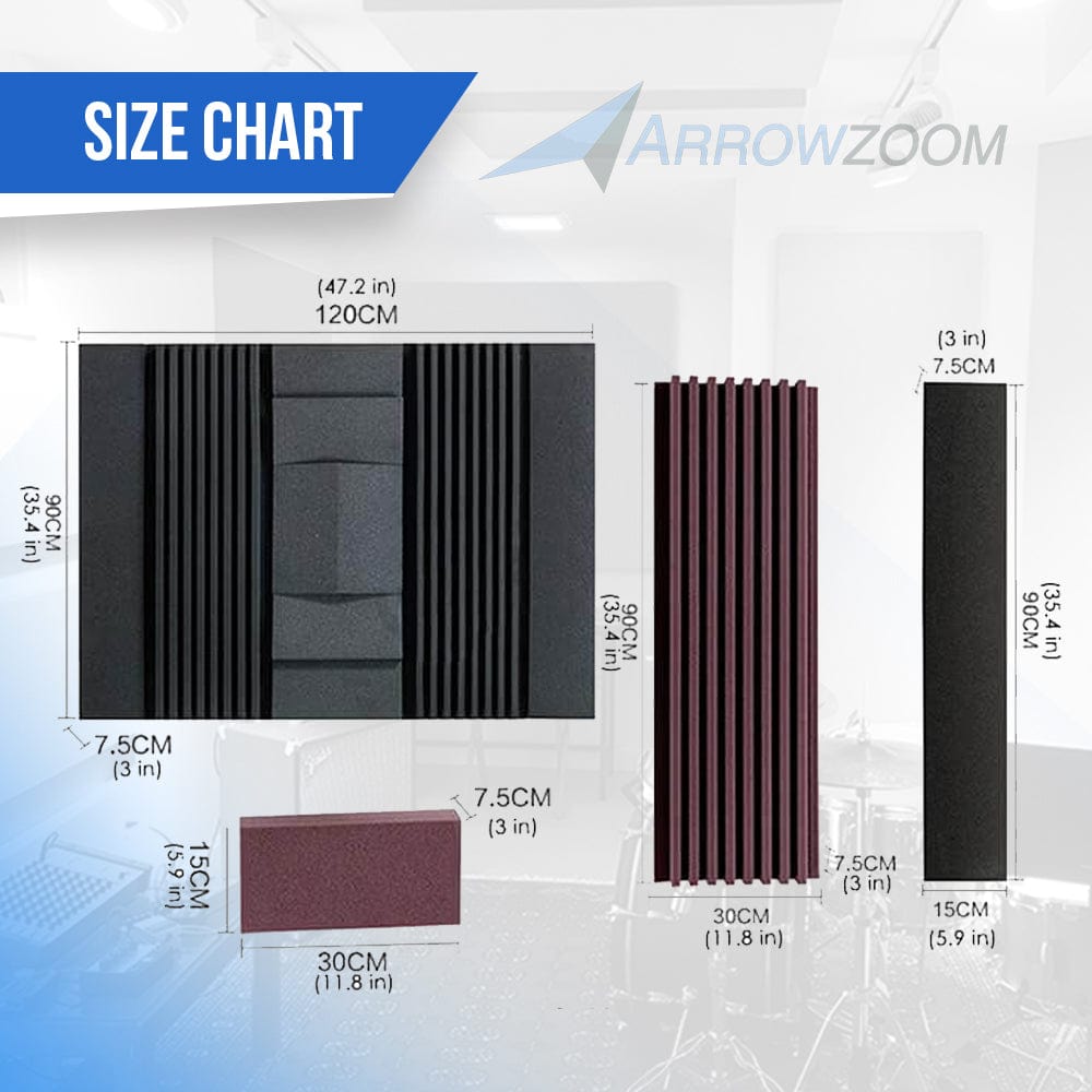 silexofy Soundproof Panel - Wall Set Sound Absorption Kit 1 Pc - 2 Colors - KK1048