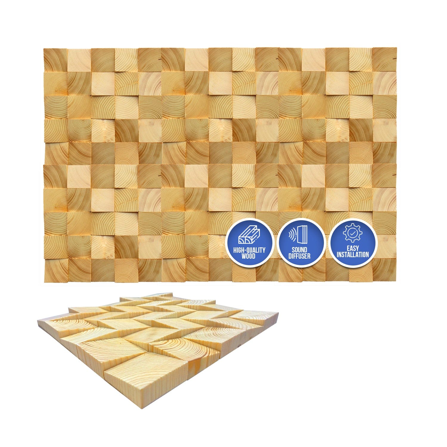 silexofy™ Genuine 3D Geometric Style Wooden Wall Art Panel 30 x 30cm (12 x 12in) KK1234