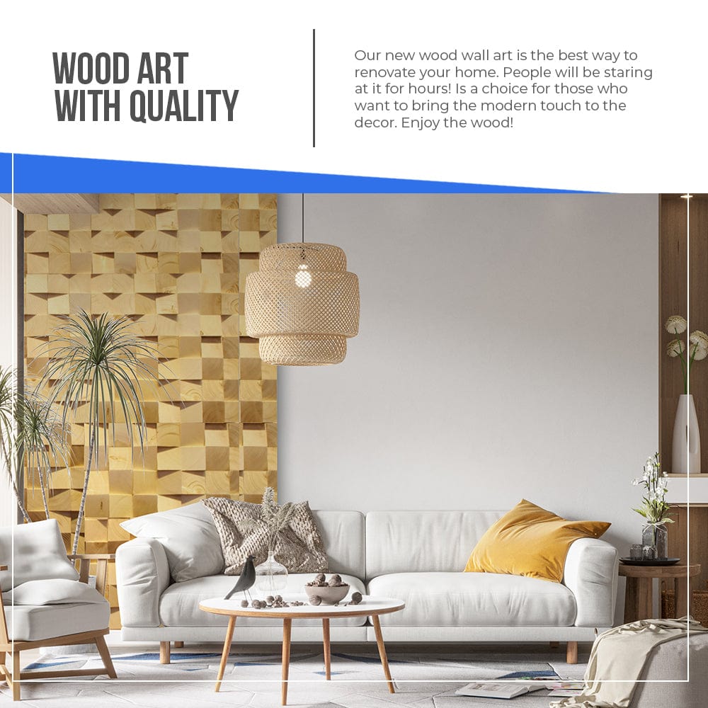 silexofy™ Genuine 3D Geometric Style Wooden Wall Art Panel 30 x 30cm (12 x 12in) KK1234