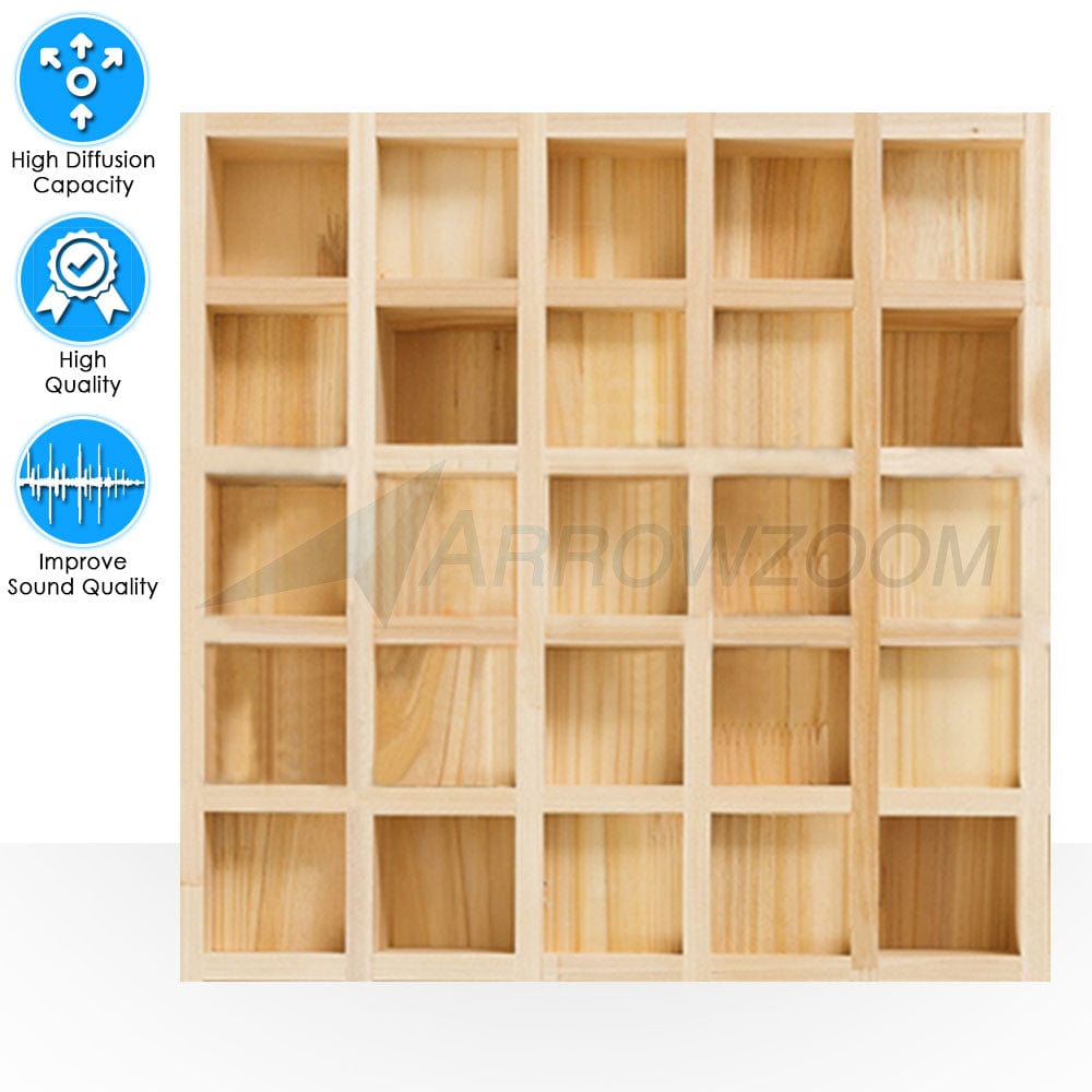 silexofy™ Pro Acoustic Wood Diffuser Panel - 25 Grid - KK1201