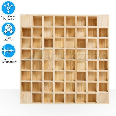 silexofy™ Pro Acoustic Wood Diffuser Panel - 64 Grid - KK1202