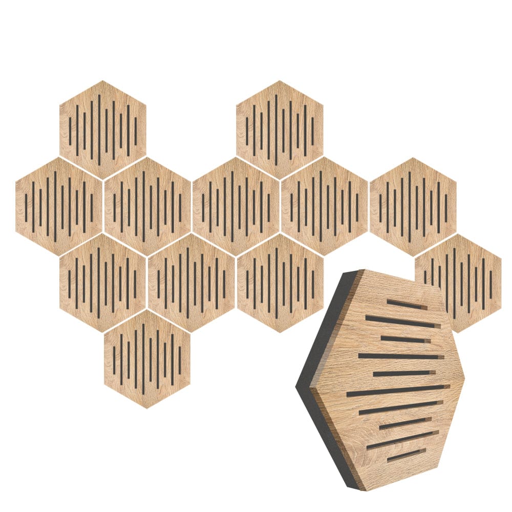 silexofy™ Diffuse PRO Waves Hexagon Felt Wooden Panel - KK1416