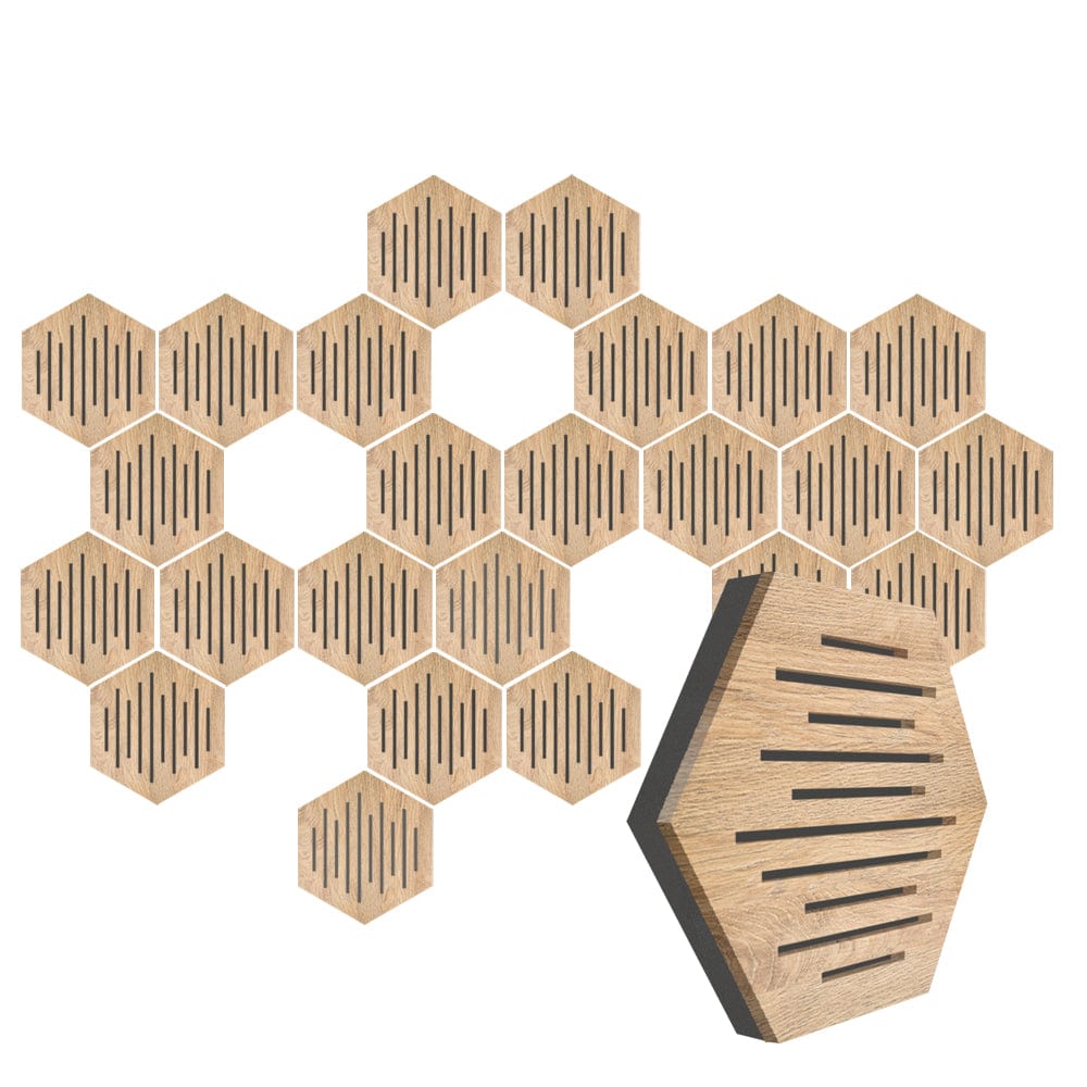 silexofy™ Diffuse PRO Waves Hexagon Felt Wooden Panel - KK1416