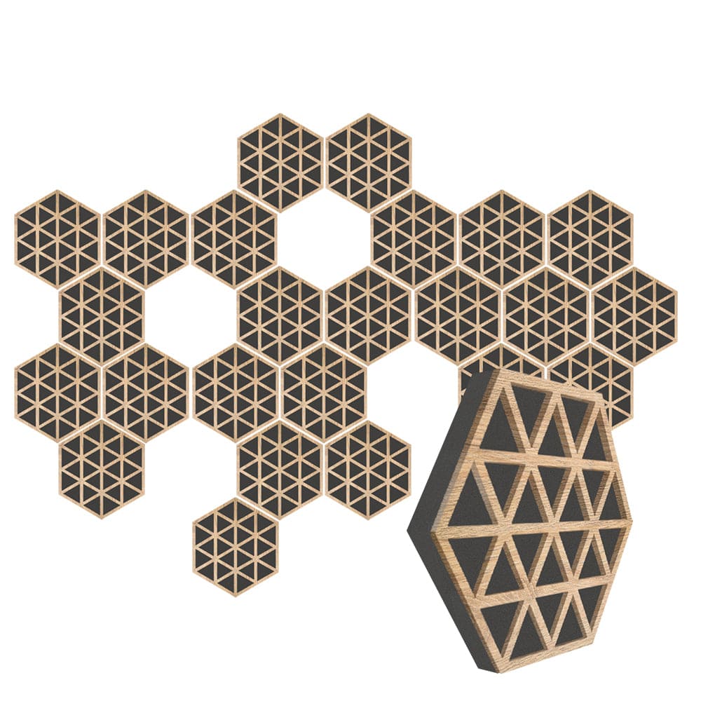 silexofy™ Diffuse PRO Isometric Triangle Hexagon Felt Wooden Panel - KK1417