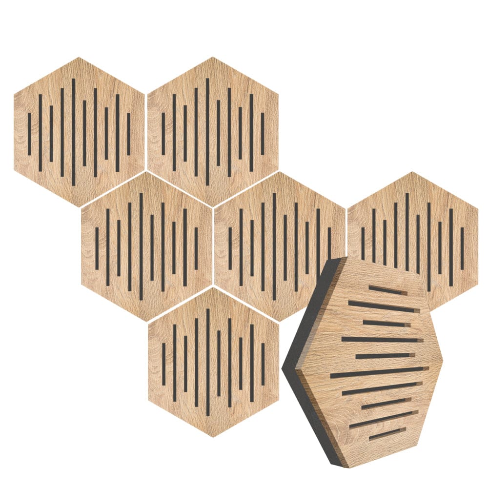 silexofy™ Diffuse PRO Waves Hexagon Felt Wooden Panel - KK1416