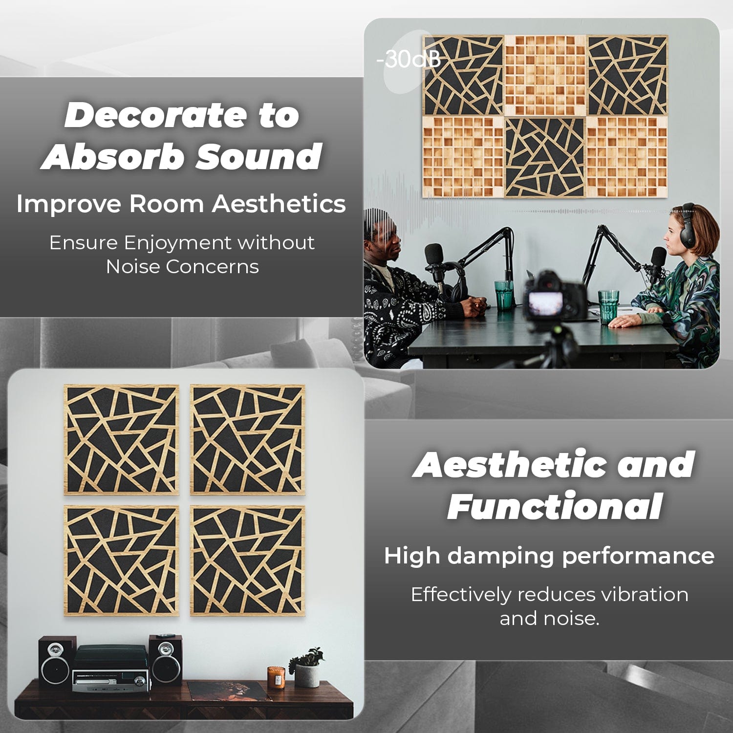 silexofy™ Diffuse PRO Square Felt Wooden Panel - KK1247