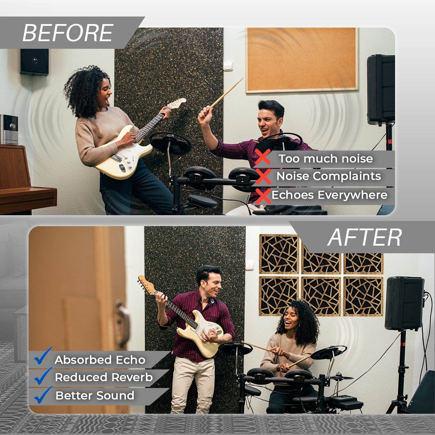 silexofy™ Diffuse PRO Square Felt Wooden Panel - KK1247